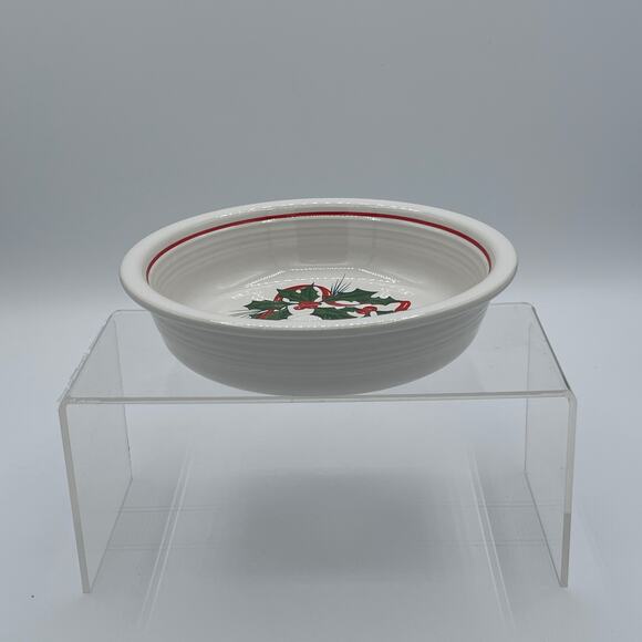 7” Coupe Soup Bowl Holiday Fiesta (Holly Berries With Red Ribbon) HOMER LAUGHLIN - Picture 3 of 6